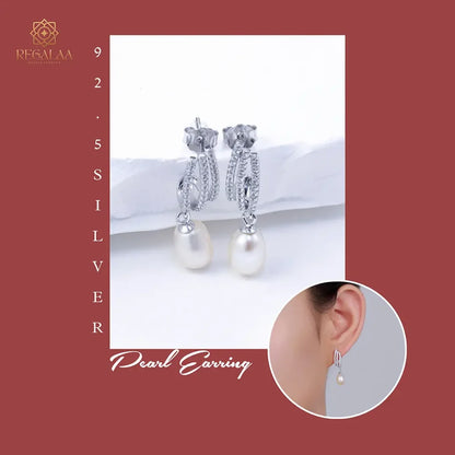 Pearl and Silver Drops Earrings